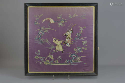 A Chinese 19th century embroidery on silk in later