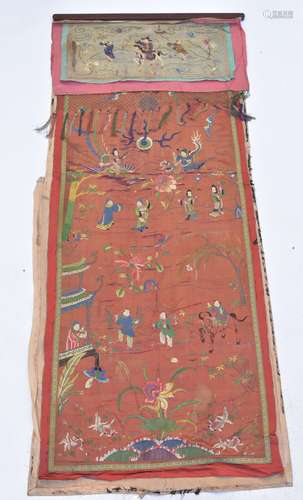 A Chinese 19th century embroidery. 65 cm x 200cm.