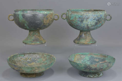 A pair of Chinese Warring state period bronze Dou