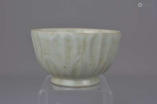 A Chinese/Japanese celadon fluted porcelain bowl w