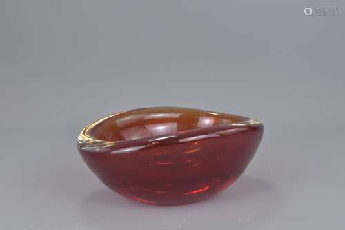 An Orrefors Ruby Red glass bowl designed by Ernest