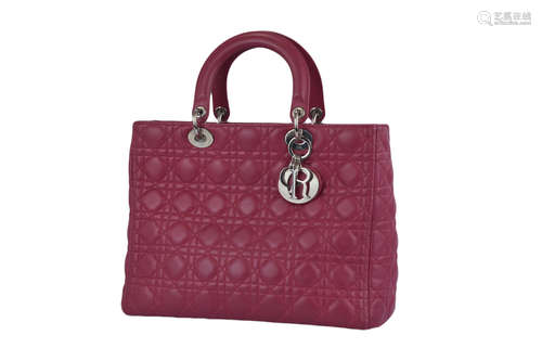 CHRISTIAN DIOR Handbag Lambskin Cannage Large Lady Dior in Fuchsia