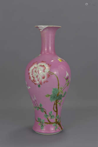 A Chinese 19th/20th century ruby-pink enamelled po