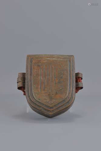 A Tibetan 19th century copper box with incription