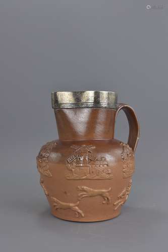 A 19th Century Harvest jug with hunting design 17.