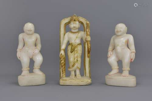 Three Indian 19th century marble goddesses. 22 cm