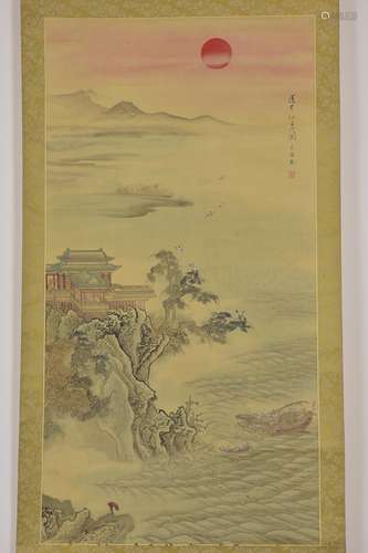 A large Chinese 20th century watercolour painting