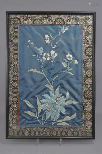 A Chinese 20th century embroidery on silk of flowe