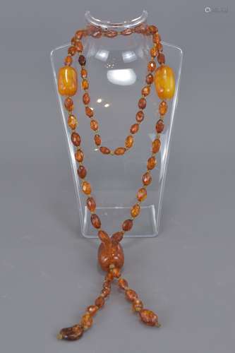 A 1920's amber beaded necklace.