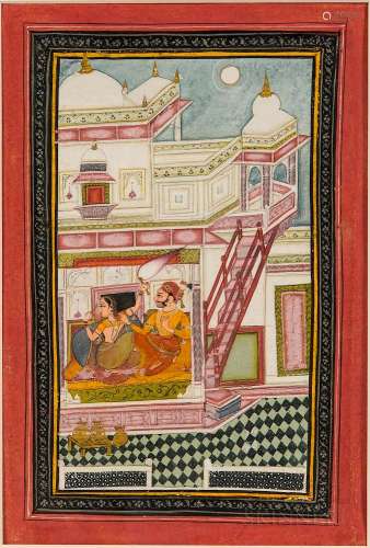 Painting of Varari Ragini from a Ragamala Series, India, Rajasthan, Bundi, late 18th century, ink, opaque color and gold on wasli depic