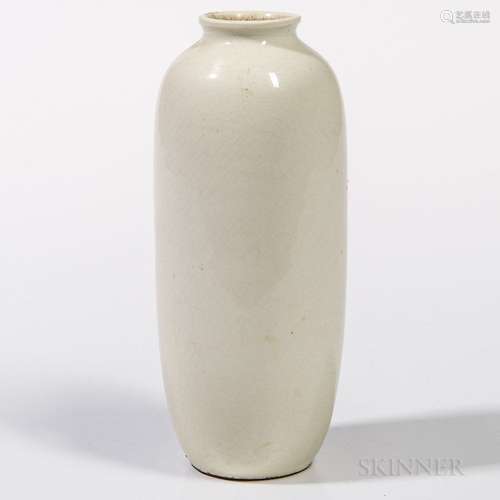 Blanc-de-Chine Vase, China, 19th century, slightly tapered body with short neck, overall thick cream-tinged white glaze, ht. 5 1/2 in.P