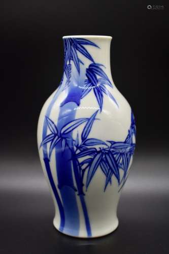 A Japanese Blue and White bamboo vase from the Kozan kiln