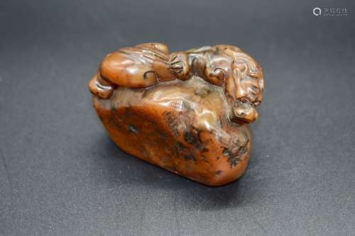 A Chinese dragon soapstone - 18th/19th century