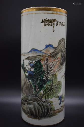A large Japanese long neck cylindrical vase- 19th century