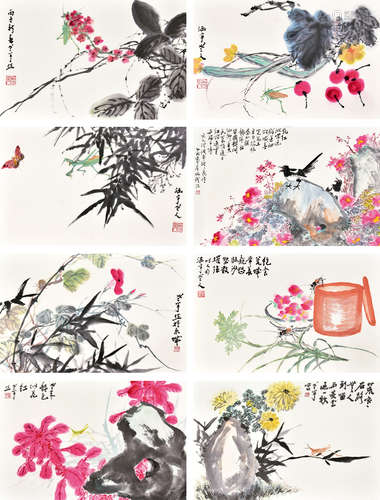 何涵宇 花鸟册页 纸本册页