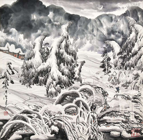 于志学 雪景 纸本镜片