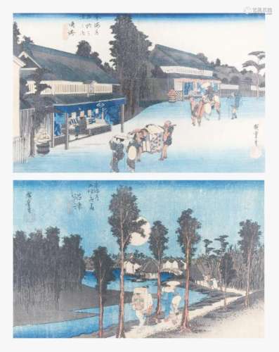 Lot 2 Farbholzschnitte von Hiroshige (1797Â1858)