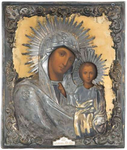 Gottesmutter von Kasan mit vergoldetem Silberoklad