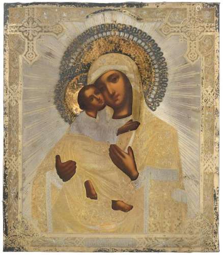 Gottesmutter von Wladimir mit vergoldetem Silberoklad