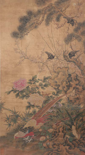 CHINESE SCROLL PAINTING OF BIRD AND FLOWER