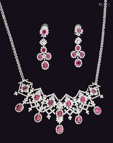 DEMI PARURE RUBIS ET DIAMANTS