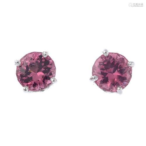 A pair of spinel stud earrings.