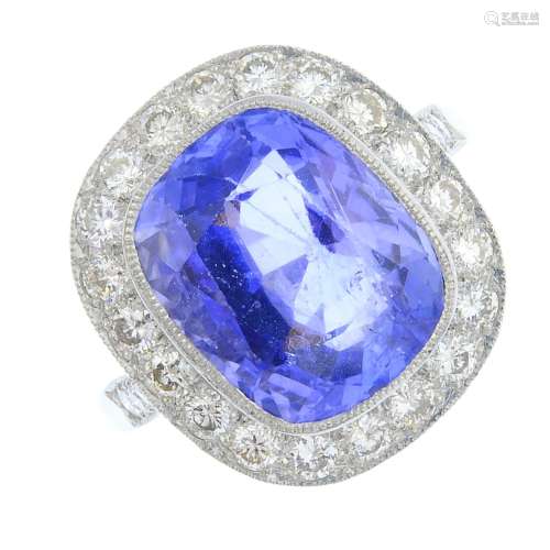 A Madagascan sapphire and diamond cluster ring.