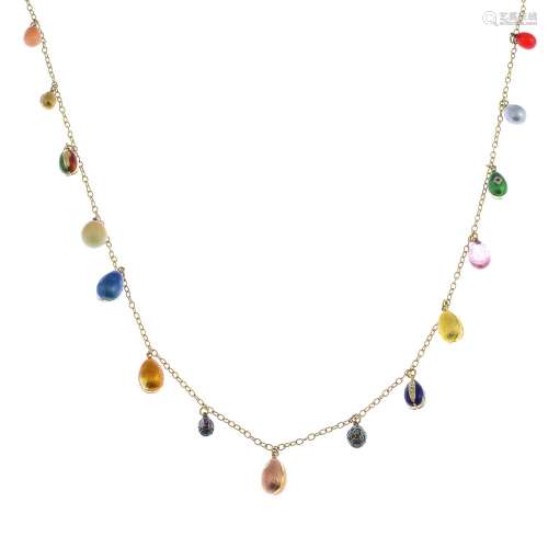 An egg charm necklace.