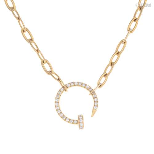 CARTIER - an 18ct gold diamond 'Juste un Clou' necklace.