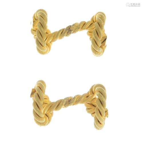 HERMES - a pair of 18ct gold cufflinks.