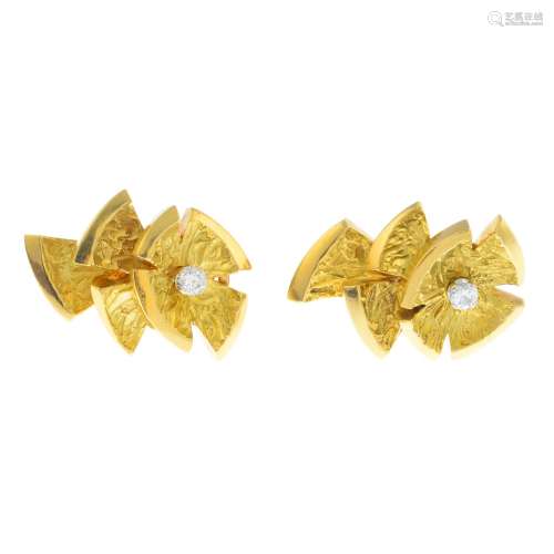 CARTIER - a pair of mid 20th century 18ct gold earrings.