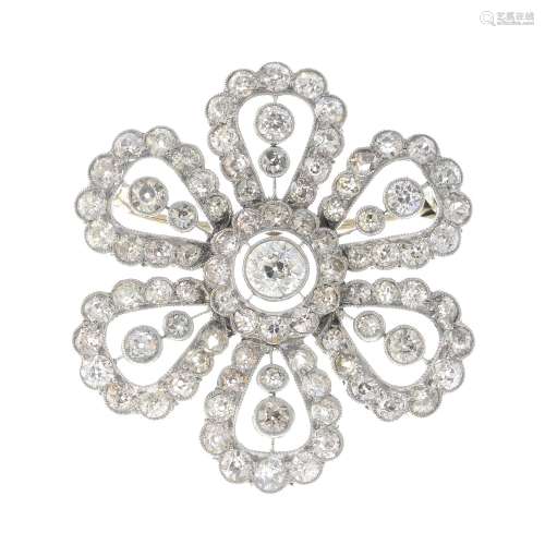 An early 20th century platinum diamond floral brooch.