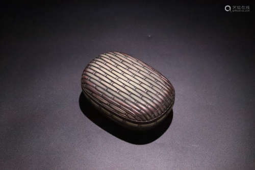 AN OLD BAMBOO PATTERN PURPLE JADE INKSTONE