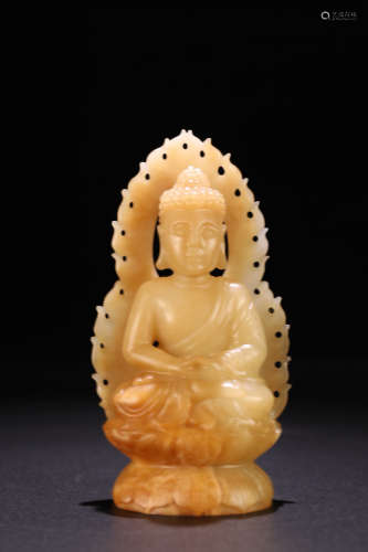 18-19TH CENTURY, A BUDDHA DESIGN HETIAN JADE ORNAMENT, LATE QING DYNASTY