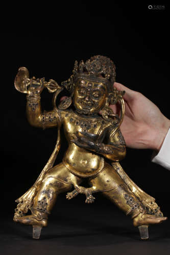 17-19TH CENTURY, A BUDDHA DESIGN GILT BRONZE ORNAMENT, QING DYNASTY