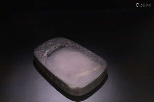 18-19TH CENTURY, AN OLD LANDSCAPE PATTERN DUAN STONE INKSTONE, LATE QING DYNASTY