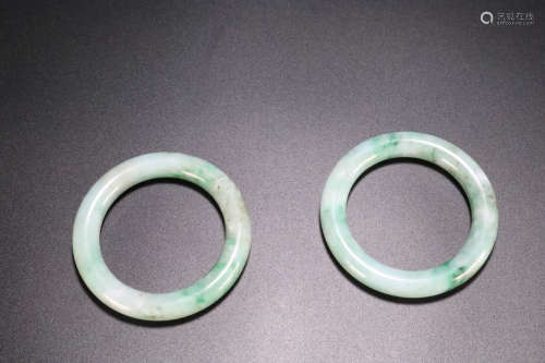 17-19TH CENTURY, A PAIR OF OLD JADEITE BRACELET, QING DYNASTY