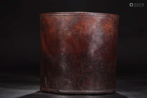 17-19TH CENTURY, A ROSEWOOD BRUCH POT, QING DYNASTY