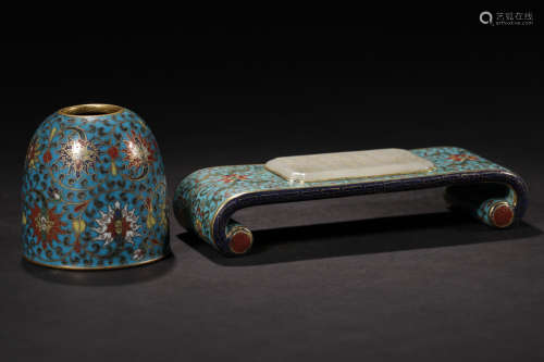 17-19TH CENTURY, A SET OF ENAMEL STATIONERY, QING DYNASTY