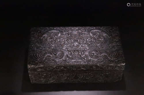 17-19TH CENTURY, A DRAGON PATTERN ROSEWOOD STATIONERY BOX, QING DYNASTY