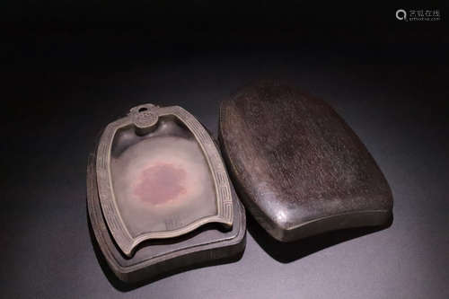 AN OLD BELL DESIGN PURPLE JADE INKSTONE