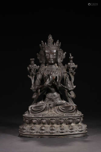 17-19TH CENTURY, A BUDDHA DESIGN BRONZE ORNAMENET, QING DYNASTY