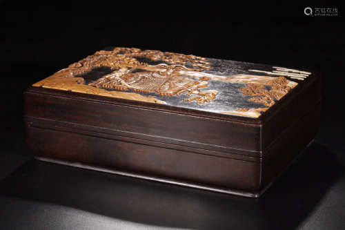 17-19TH CENTURY, A STORY DESIGN ROSEWOOD BOX, QING DYNASTY.