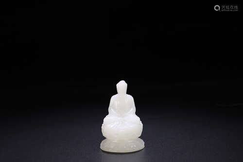 17-19TH CENTURY, A BUDDHA DESIGN HETIAN WHITE JADE  ORNAMENT, QING DYNASTY