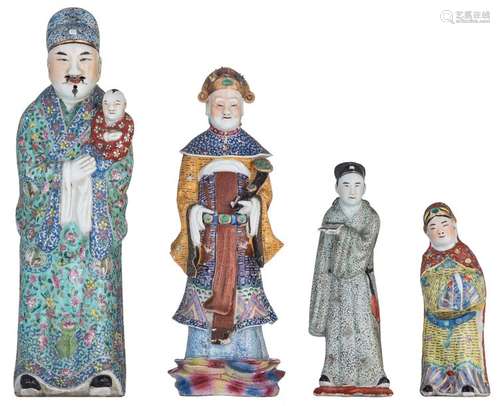 Four Chinese polychrome figures, the Fu Xing figur...;