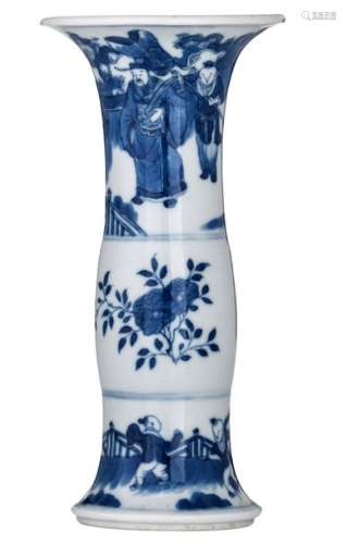 A small Chinese blue and white Kangxi type vase, d...;