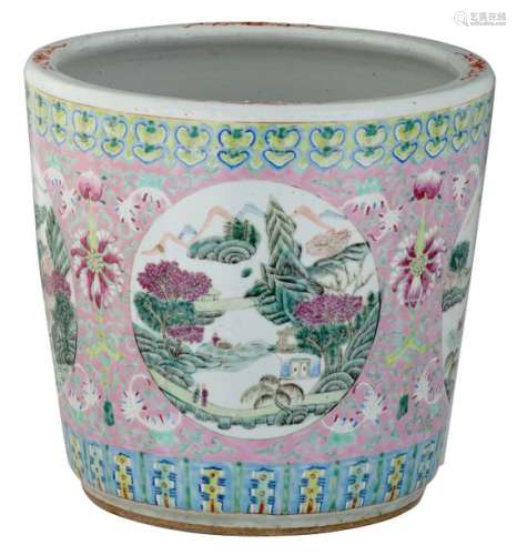 A Chinese famille rose jardiniere, decorated with ...;