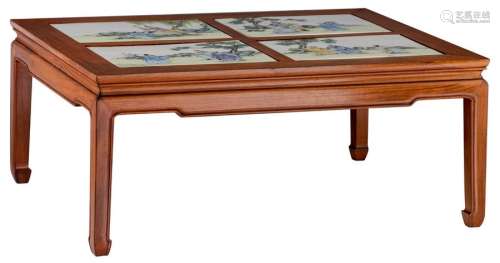 A Chinese hardwood occasional table, the top with ...;