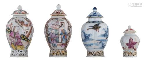 A lot of four Chinese porcelain tea caddies, relie...;