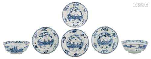 A lot of four Chinese blue and white porcelain dis...;